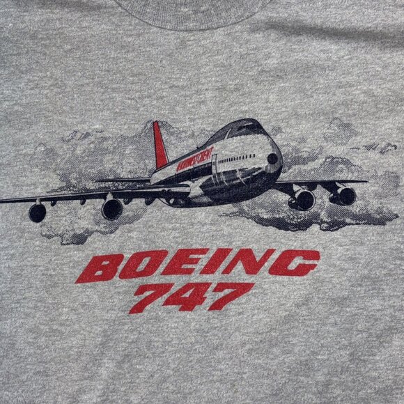 Men’s Screen Stars Single Stitch Boeing 747 Graphic T Shirt Size Large - Picture 2 of 4